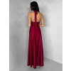 Bordó společenské dlouhé tvarující šaty SYVONA s rozparkem