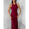 Bordó společenské dlouhé tvarující šaty SYVONA s rozparkem