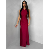 Bordó společenské dlouhé tvarující šaty SYVONA s rozparkem