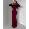 Bordó společenské dlouhé šaty EVANIE s průstřihy