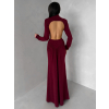 Bordó společenské dlouhé šaty EVANIE s průstřihy
