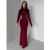 Bordó společenské dlouhé šaty EVANIE s průstřihy
