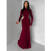 Bordó společenské dlouhé šaty EVANIE s průstřihy