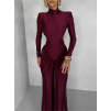 Bordó společenské tvarující šaty RELANIO s průstřihy