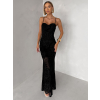 Černé dlouhé společenské šaty AVENZIA na ramínka