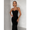 Černé dlouhé společenské šaty AVENZIA na ramínka