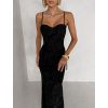 Černé dlouhé společenské šaty AVENZIA na ramínka