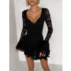Černé krajkované koktejlové krátké šaty ZENITH