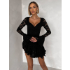 Černé krajkované koktejlové krátké šaty ZENITH