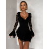 Černé krajkované koktejlové krátké šaty ZENITH