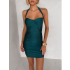 Petrolejové koktejlové krátké mini šaty JOLERYN