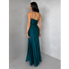 Smaragdové společenské asymetrické šaty GAREVIA s rozparkem