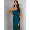 Smaragdové společenské asymetrické šaty GAREVIA s rozparkem