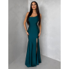 Smaragdové společenské asymetrické šaty GAREVIA s rozparkem
