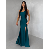 Smaragdové společenské asymetrické šaty GAREVIA s rozparkem