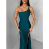 Smaragdové společenské asymetrické šaty GAREVIA s rozparkem