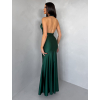 Smaragdové saténové dlouhé společenské šaty CELESTIA s vlečkou