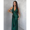 Smaragdové saténové dlouhé společenské šaty CELESTIA s vlečkou