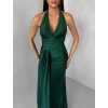 Smaragdové saténové dlouhé společenské šaty CELESTIA s vlečkou