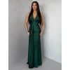 Smaragdové saténové dlouhé společenské šaty CELESTIA s vlečkou