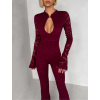 Vínový krajkovaný společenský dlouhý overal WAIVANY