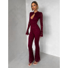 Vínový krajkovaný společenský dlouhý overal WAIVANY
