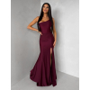 Vínové společenské dlouhé šaty GAREVIA s rozparkem