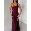 Vínové společenské dlouhé šaty GAREVIA s rozparkem