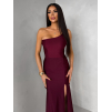 Vínové společenské dlouhé šaty GAREVIA s rozparkem