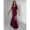 Vínové společenské dlouhé šaty GAREVIA s rozparkem
