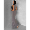 Šedé společenské tvarující dlouhé šaty ESSENTIA