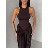 Tmavě hnědé společenské tvarující šaty ALYRION