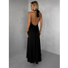 Černé společenské dlouhé šaty NORELIE s výstřihem