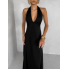 Černé společenské dlouhé šaty NORELIE s výstřihem