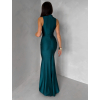 Smaragdové společenské dlouhé šaty LETERA s řasením