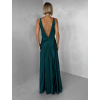 Smaragdové společenské saténové dlouhé šaty CARMIYA
