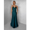 Smaragdové společenské saténové dlouhé šaty CARMIYA