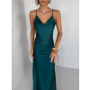 Smaragdové společenské saténové dlouhé šaty CARMIYA