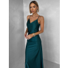 Smaragdové společenské saténové dlouhé šaty CARMIYA