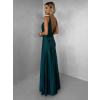 Smaragdové společenské saténové dlouhé šaty CARMIYA