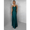 Smaragdové společenské saténové dlouhé šaty CARMIYA
