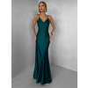 Smaragdové společenské saténové dlouhé šaty CARMIYA