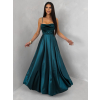 Smaragdové saténové dlouhé společenské šaty LUNOREX