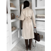 Béžový elegantní semišový midi kabát AERISCA