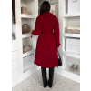 Bordó dlouhý elegantní midi kabát POLIMAQ s páskem