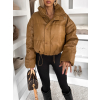 Hnědá koženková zimní bunda FROSTY