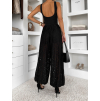 Černé krajkované široké kalhoty LIVIANA
