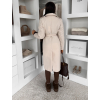 Krémový  elegantní midi kabát LOPANI s páskem
