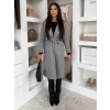 Šedý midi elegantní kabát LOPANI s páskem