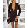 Tmavě hnědé koktejlové mini šaty KADIRA s průstřihy